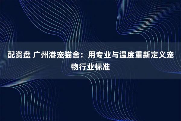 配资盘 广州港宠猫舍：用专业与温度重新定义宠物行业标准